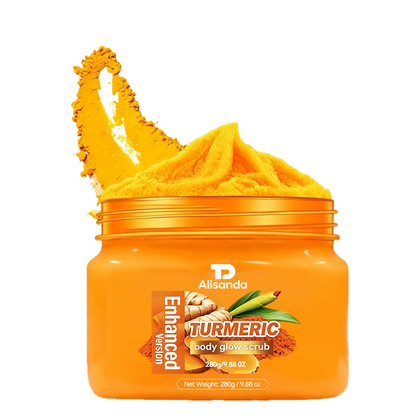 Turmeric Body Scrub 2-Pack, Gentle Exfoliating & Brightening for Dark Spots & Rough Skin, Hydrating Glow Formula, 2×280g