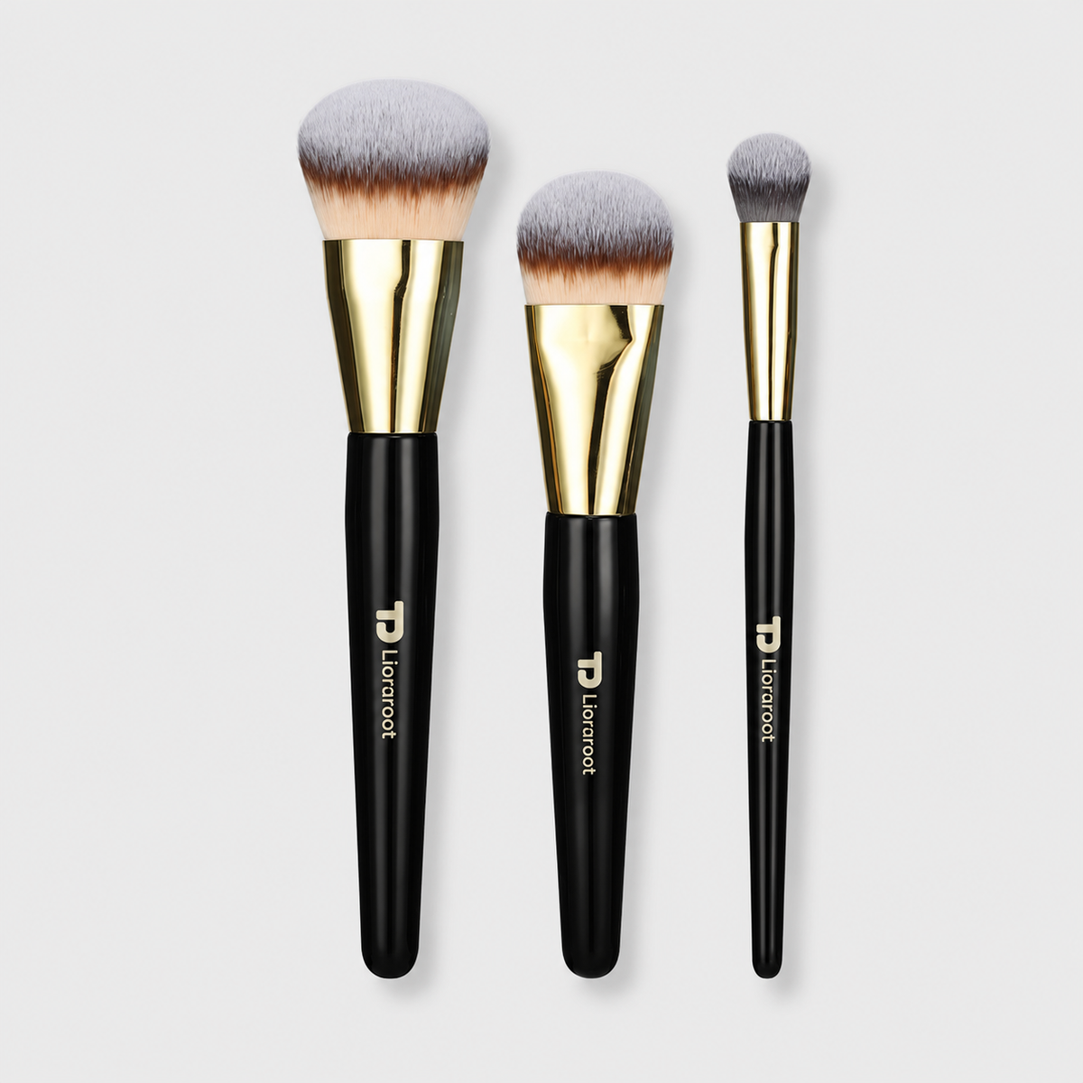 Lioraroot 3-Piece Flawless Face Brush Set – Foundation, Concealer & Contour