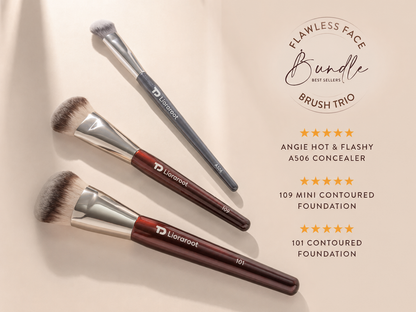 Lioraroot 3-Piece Flawless Face Brush Set – Foundation, Concealer & Contour