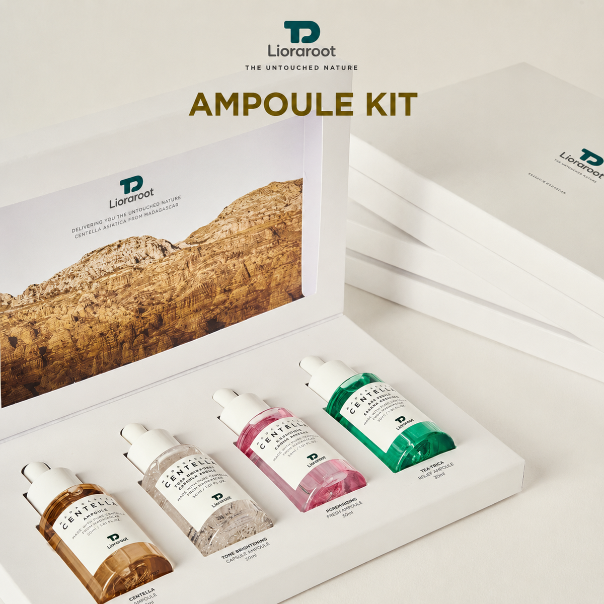 Lioraroot Centella Ampoule Discovery Kit – 4 Targeted Serums, 30 mL Each