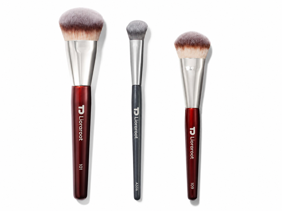 Lioraroot 3-Piece Flawless Face Brush Set – Foundation, Concealer & Contour