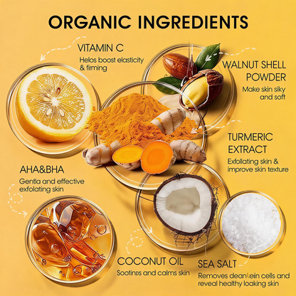 Turmeric Body Scrub 2-Pack, Gentle Exfoliating & Brightening for Dark Spots & Rough Skin, Hydrating Glow Formula, 2×280g